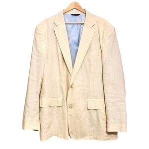 Structure Men’s Tan Linen Blend Blazer Jacket 2 Buttons Notched Collar Size XL